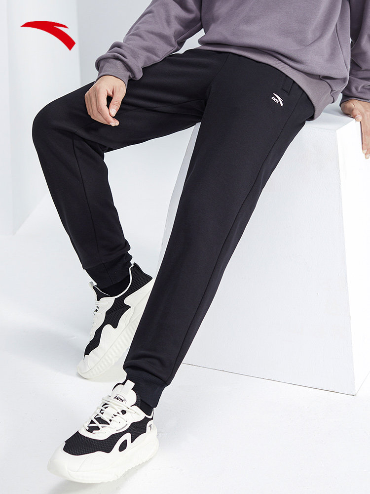 安踏加绒运动裤男2022夏季保暖针织宽松收口运动长裤