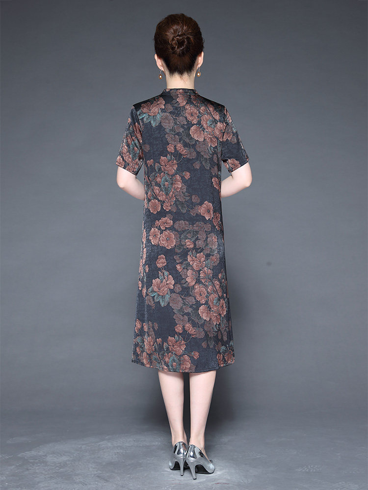 杭州香云纱重磅真丝连衣裙长款显瘦高档丝绸大码宽松桑蚕丝妈妈装