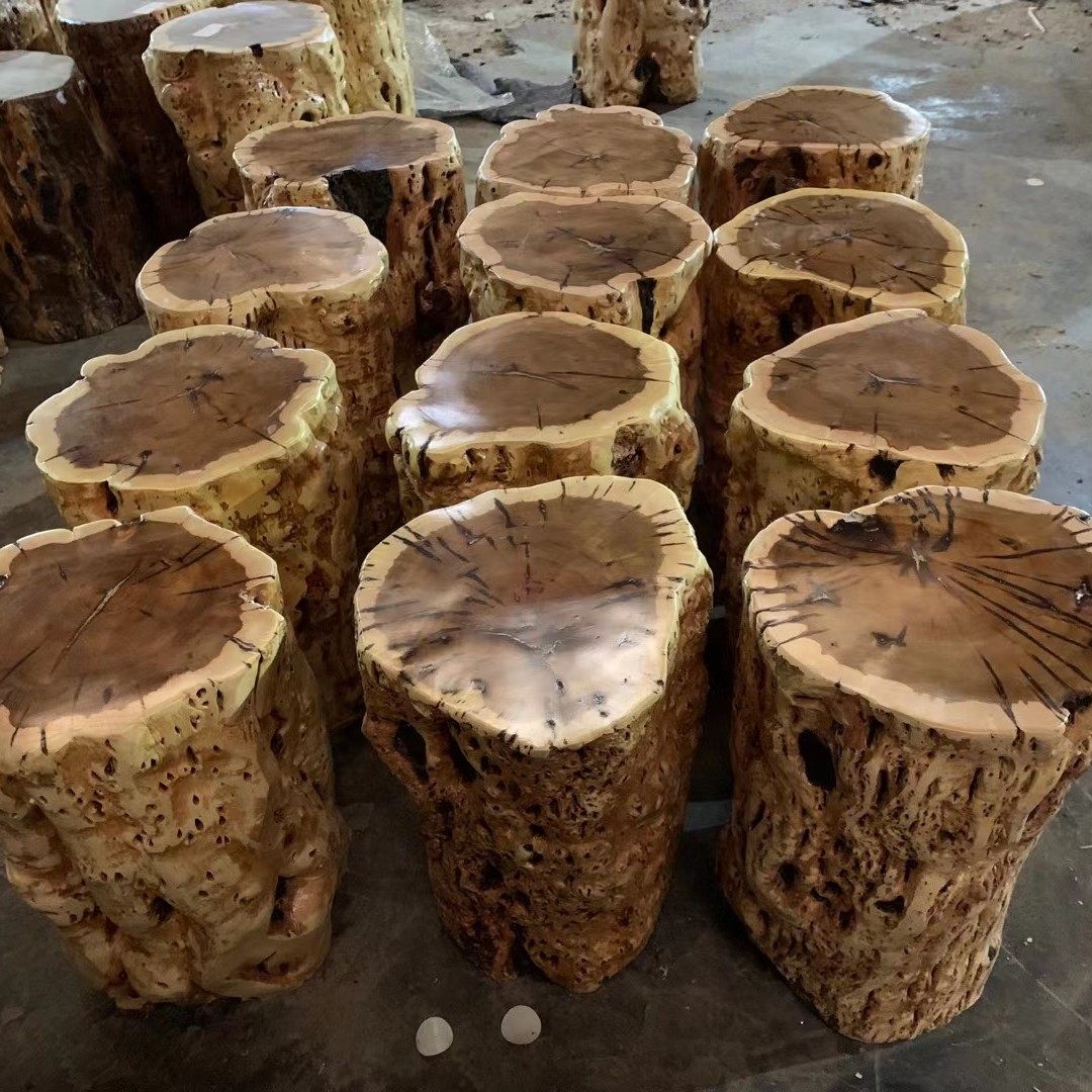 根雕大板树桩雕刻圆墩特纹原木树根木桩凳子根雕凳子