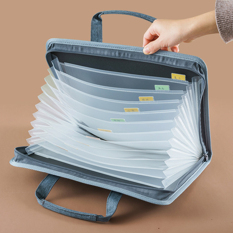 得力办公分类资料袋神器收纳试卷布面收纳包票据文件夹