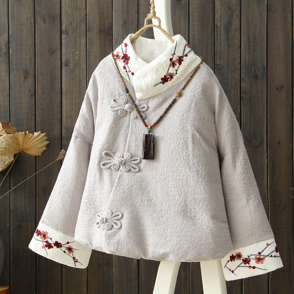 文艺范复古棉麻刺绣花棉服棉袄冬季保暖民族风盘扣长袖棉衣女外套