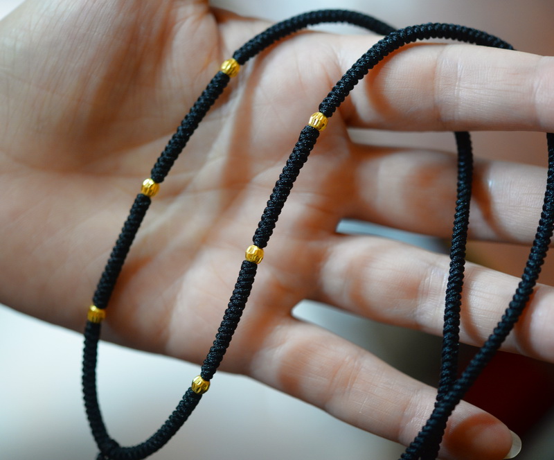 项链黄金吊坠挂绳24k纯金足金转运手工编织颈饰