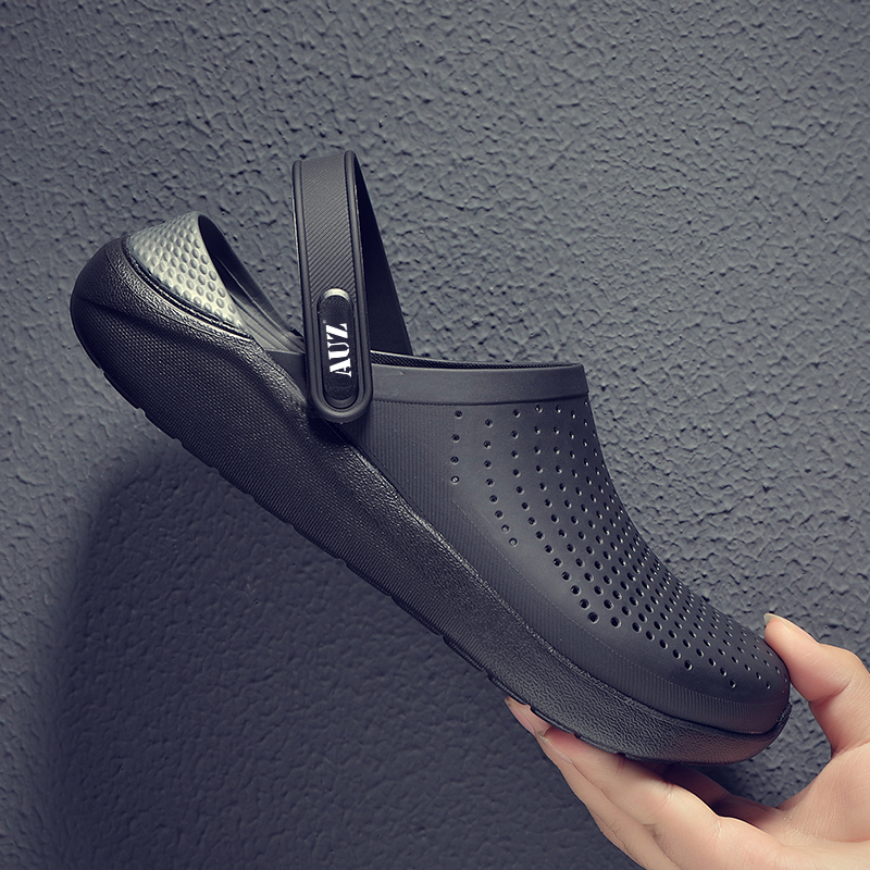 沙滩鞋男夏季潮流洞洞鞋防滑软底大码男士凉鞋开车外穿包头凉拖鞋