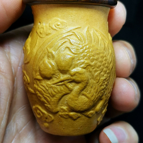 一阁精品天津名家庞记花模团凤纹蛉虫酱缸葫芦爬虫
