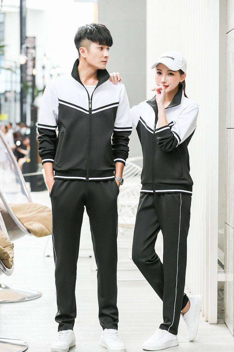 初一中学生长袖班服套装不起不褪色校服蓝色大码休闲运动套装