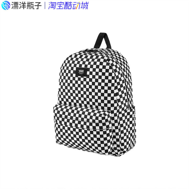 范斯vans经典黑白黑白棋棋盘格双肩包学生书包帆布双肩背包