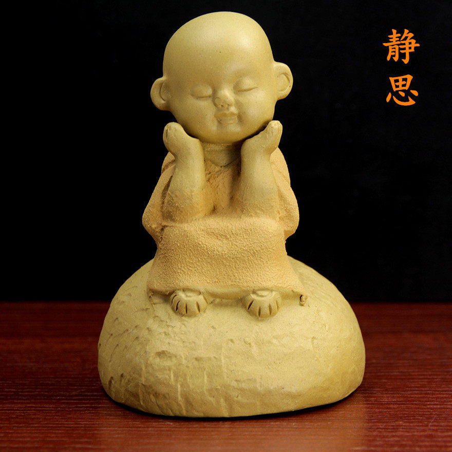 静思小和尚创意茶宠摆件精品佛像紫砂功夫功夫茶茶宠摆件