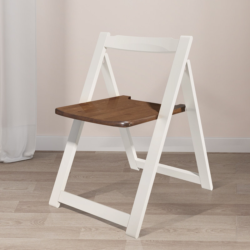 沃购进口全实木折叠餐椅简约餐厅家具简易小家用休闲靠背椅子坐椅