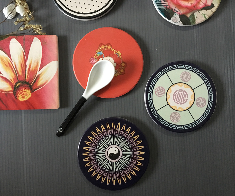 杯垫定制创意陶瓷吸水diy结婚结婚礼礼品卡通杯垫