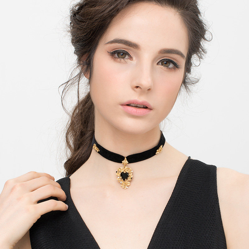 moyami摩娅米 新款丝绒颈带锁骨链复古巴洛克式颈链choker项链女