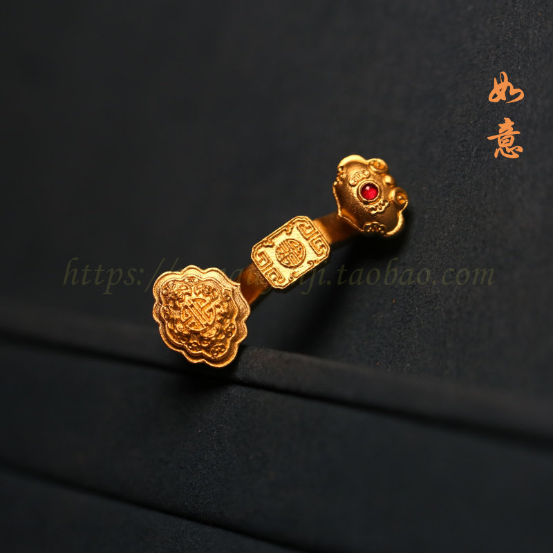 黄金足金软金古法金如意如意摆件手把收藏送人其他