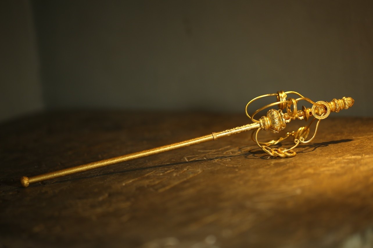 盘古黄金足金十二二环锡杖禅杖古法金定制定制其他