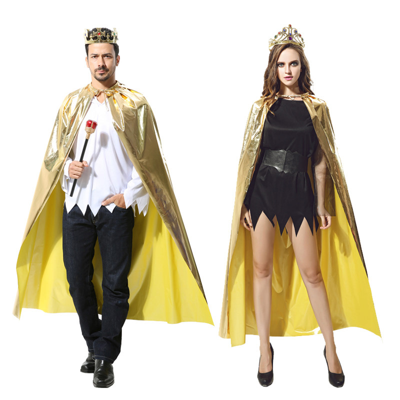 王子服装儿童国王服装成人万圣节披风男童1.4cm亮布烫金披风王子