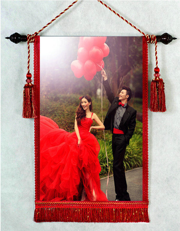 挂毯照片影楼儿童婚纱婚纱照挂画定制结婚布艺挂毯