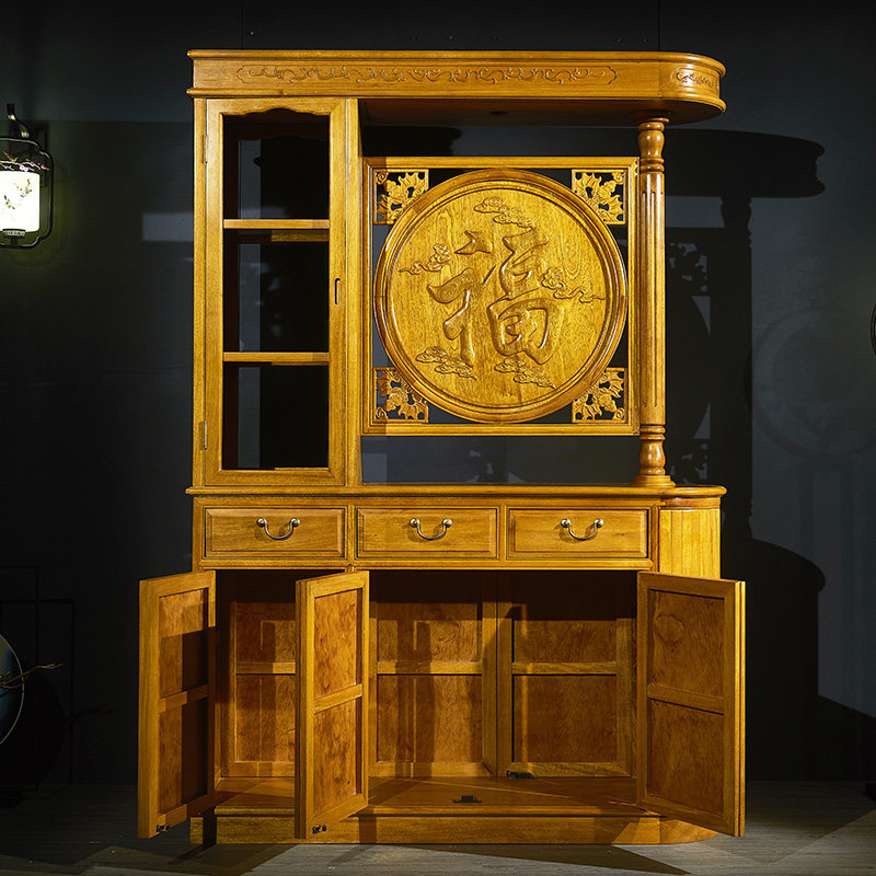 金丝楠木玄关实木隔断红木酒柜双面屏风酸枝门厅