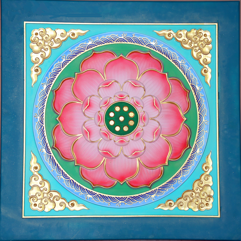 寺庙吊顶雕花设计古建筑彩绘横梁吊顶装饰板仿古建材寺庙道教殿堂