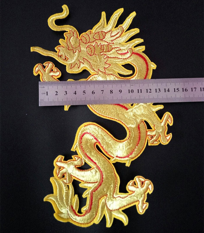 高档金线刺绣绣龙布贴汉唐装龙袍装饰辅料贴花布贴