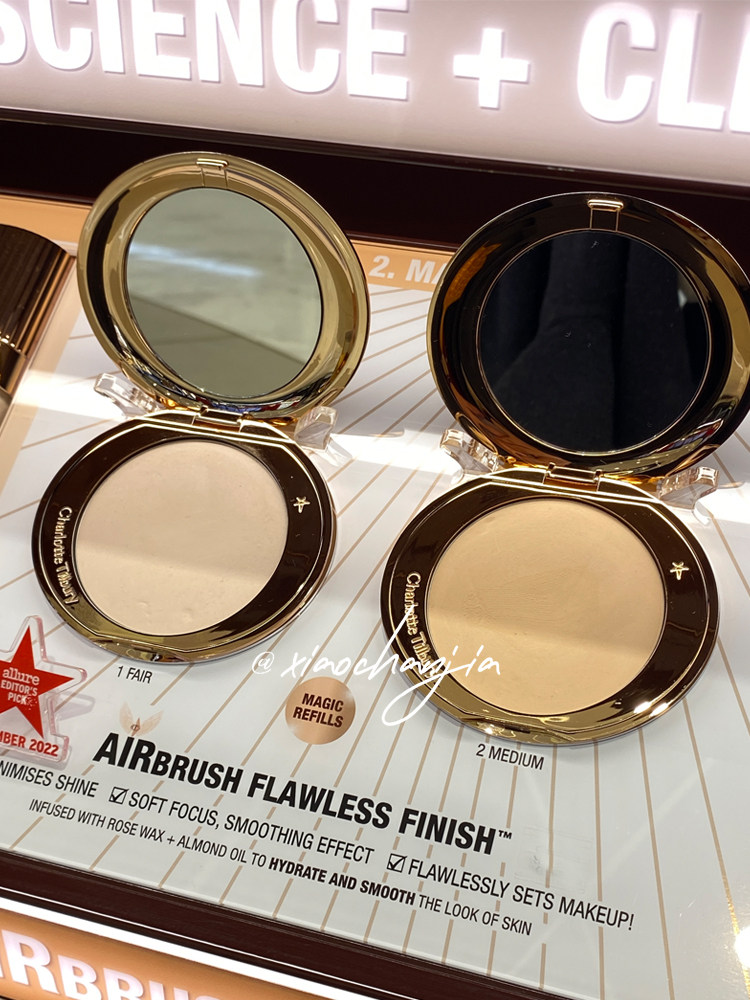 一秒磨皮charlottetilburyct粉饼蜜粉轻盈柔焦持久粉饼