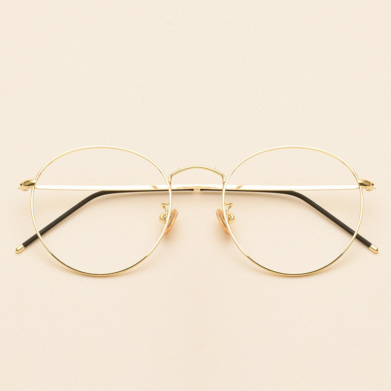 近视超轻纯钛眼镜框钛合金复古圆框潮配镜男女款潮防蓝光金属镜框