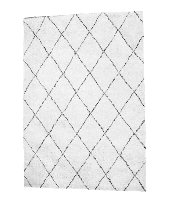 beni ourain carpet北欧手工地毯摩洛哥菱形线条黑白菱格纹客厅毯