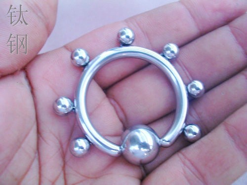 钛钢入珠效果pa冠状沟卡环男用个性入珠环其它首饰