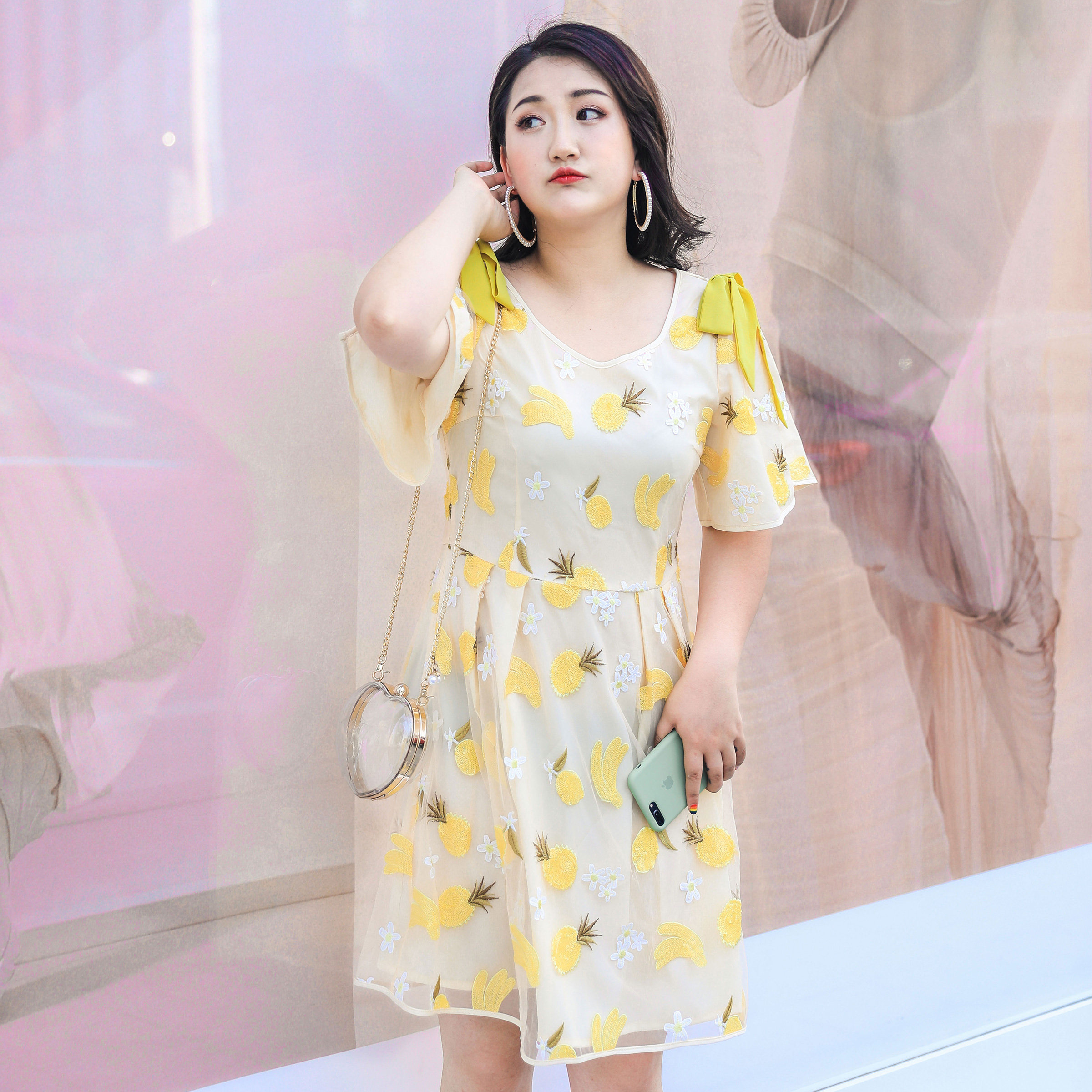 大码女装胖妹妹mm夏装减龄裙子2019大号短袖胖女人遮肚显瘦连衣裙