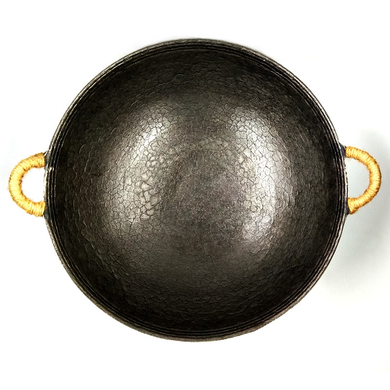 双耳铁锅家用燃气灶炒菜锅不粘锅手工铸铁炒锅老式无涂层生铁圆底