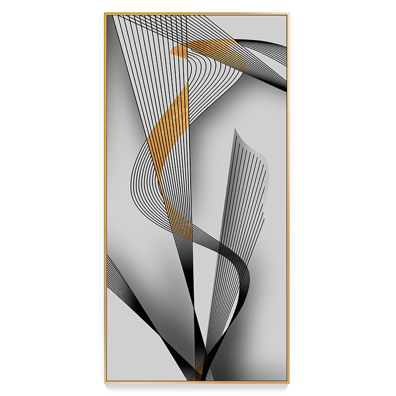 现代简约玄关装饰画抽象极简黑白艺术挂画客厅背景墙线条现代装饰画