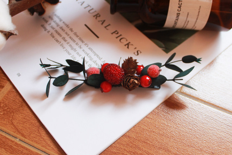 汉服古风韩式森女浆果树叶发夹发卡发饰