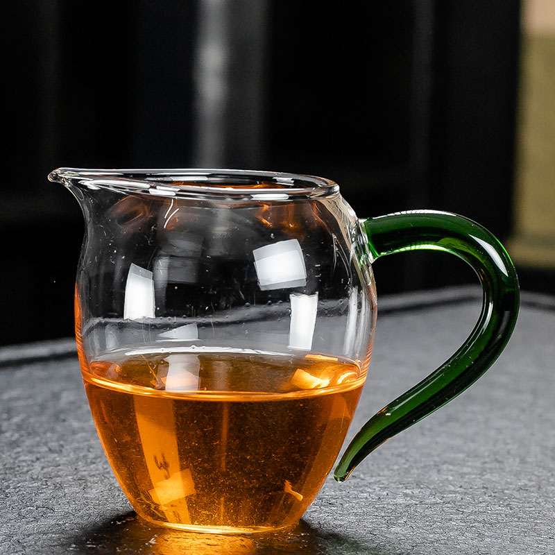 玻璃公道杯无把茶漏茶盅加厚耐热大容量四方高档公道杯