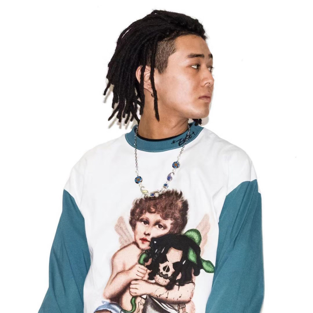 saluteevae联名潮牌十字花瓣笑脸珍珠骷髅腰果项链