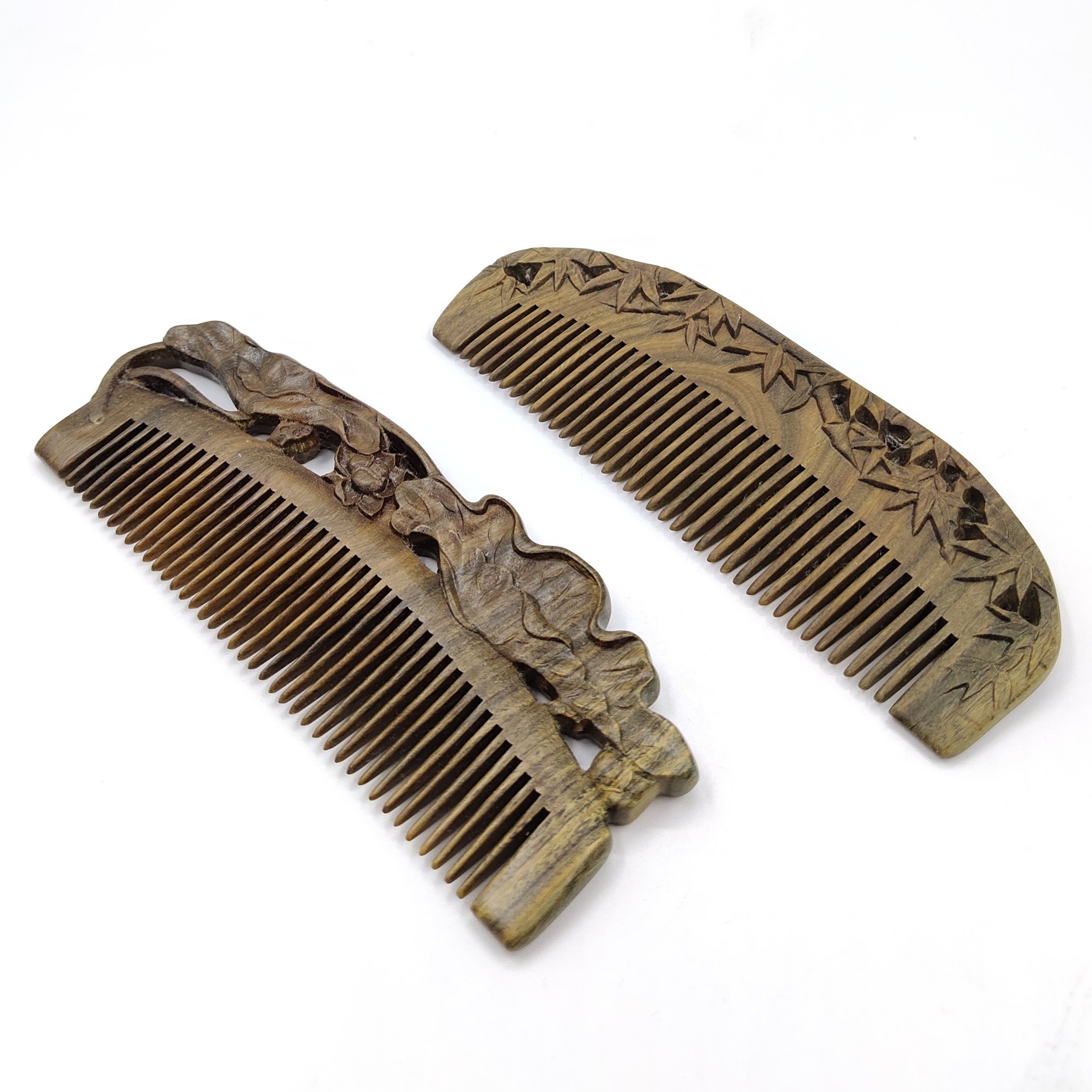 敦煌禅意梳子天然雕花绿檀木梳子檀香木古风女敦煌旅游纪念礼品