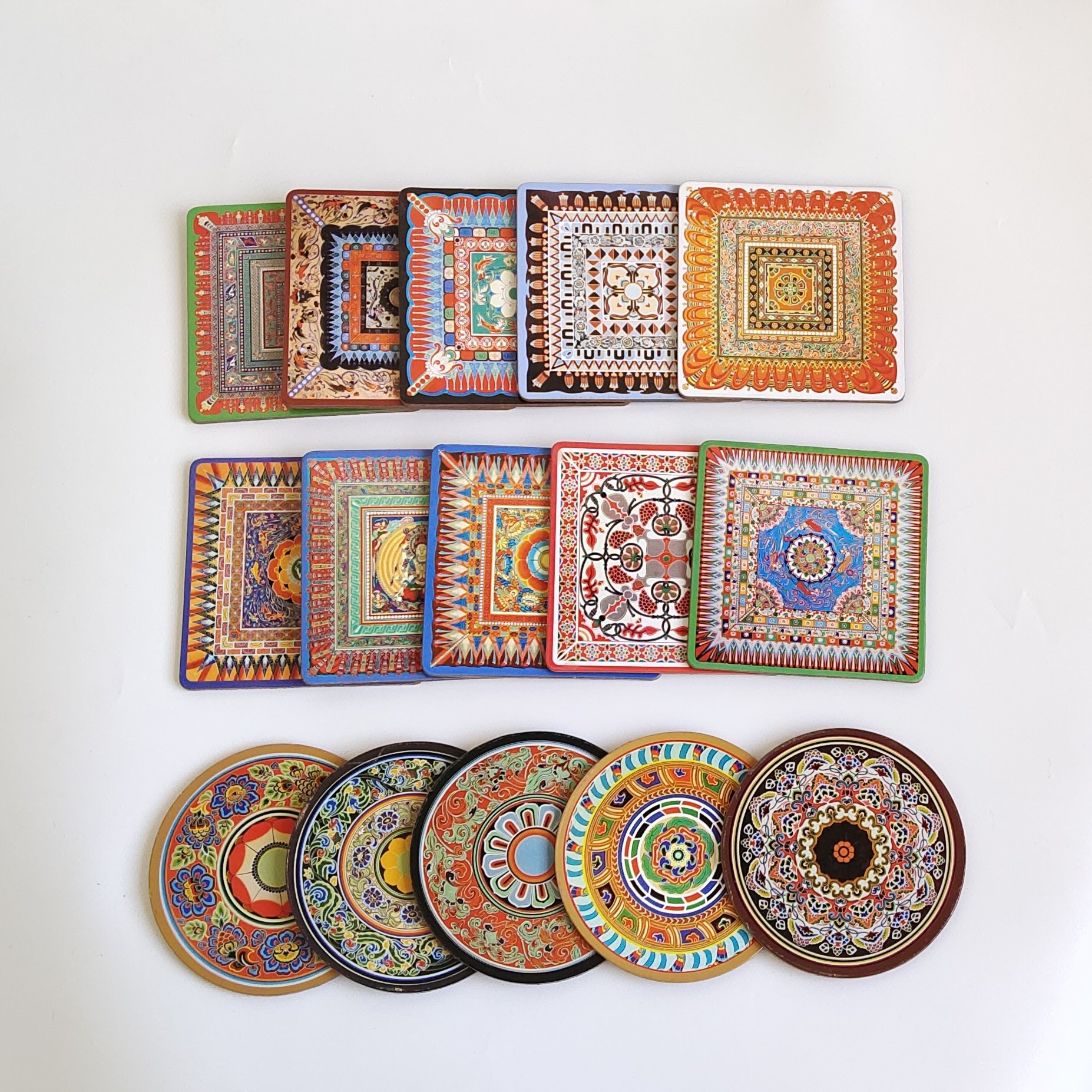 敦煌莫高窟文创茶杯杯垫软木防滑垫隔热壁画藻井杯垫