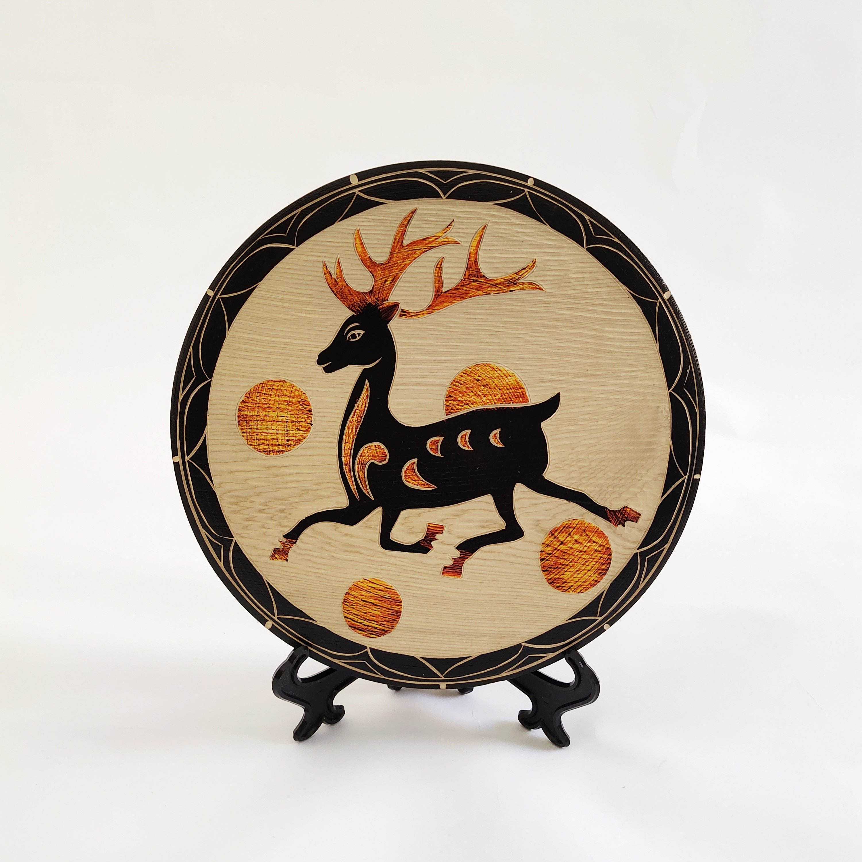 敦煌九色鹿木雕木刻画手工雕刻木板画木版画旅游纪念木版画