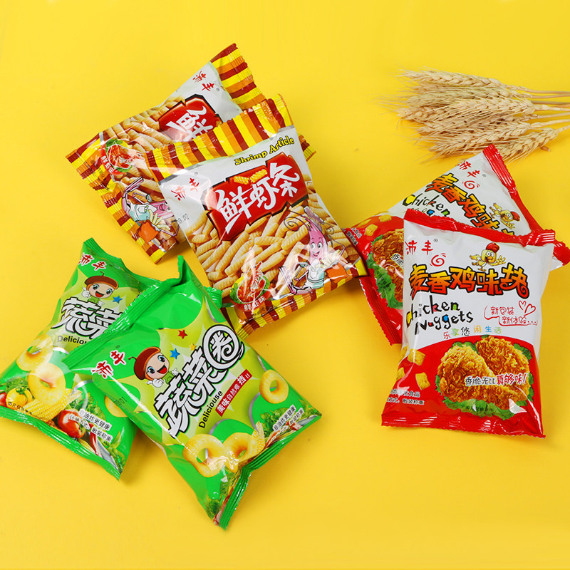 沛丰膨化食品蔬菜圈虾条混装独立小包装散装称重休闲儿童小零食
