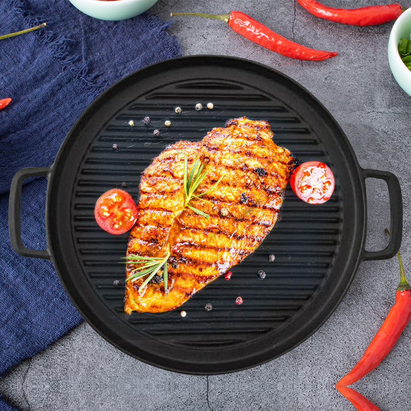 烤肉日本原产南部铁器铸铁圆形29cm牛排铁板烧23051煎锅