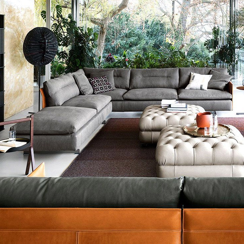 poltronafrau沙发现代简约皮革带储物盒意大利进口家具正版皮艺沙发