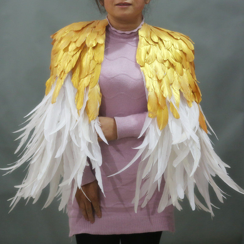 创作金色羽毛披肩大小小可调节摄影爱好时尚杂志服饰