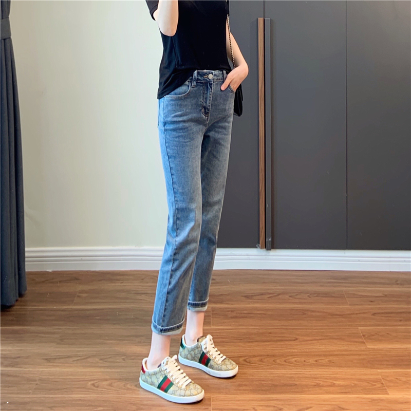 自留秒变筷子腿 超弹无束缚烟管裤直筒薄款软牛仔裤九分裤女春夏