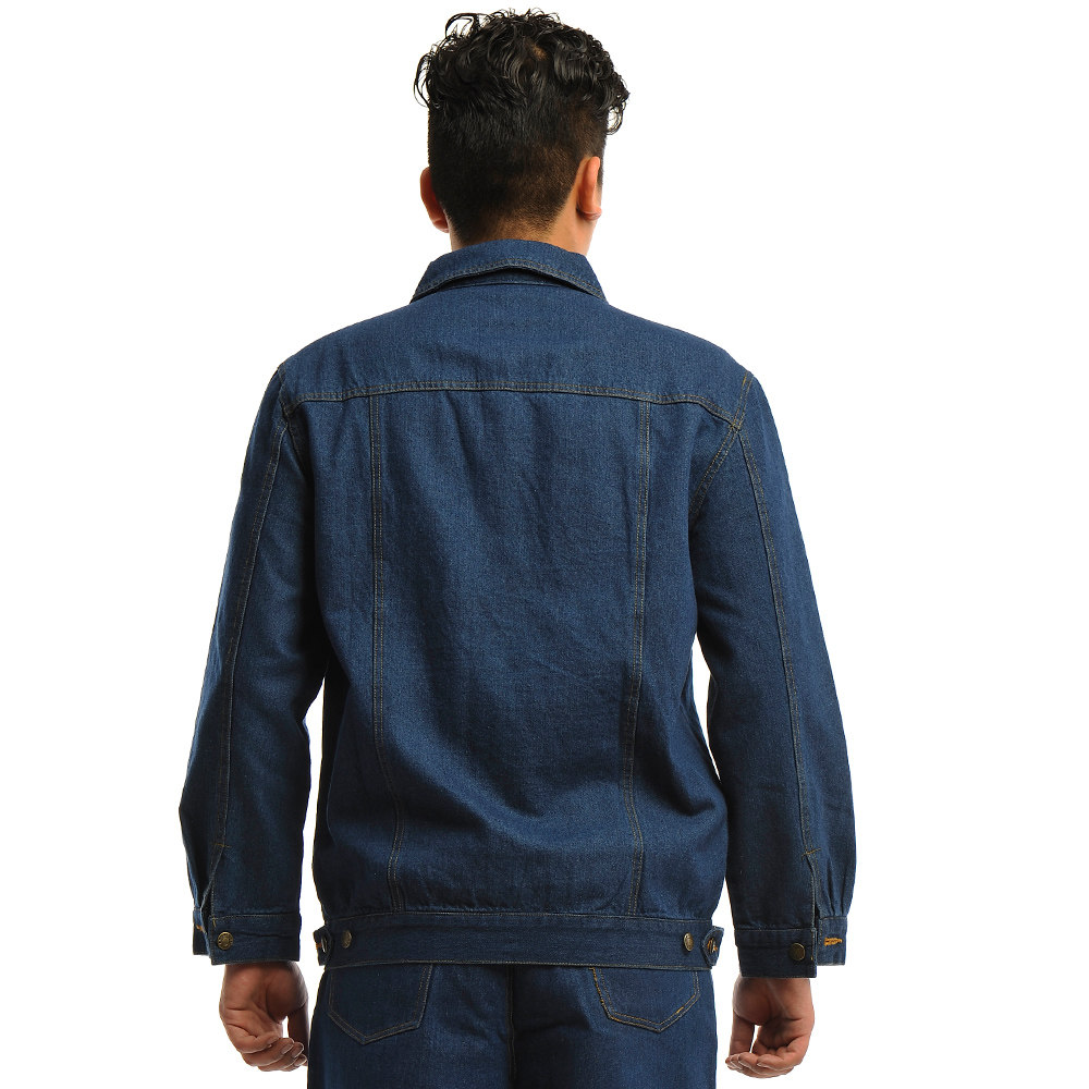 安美薇水洗牛仔工作服长袖春秋工装男女电焊汽修工装制服