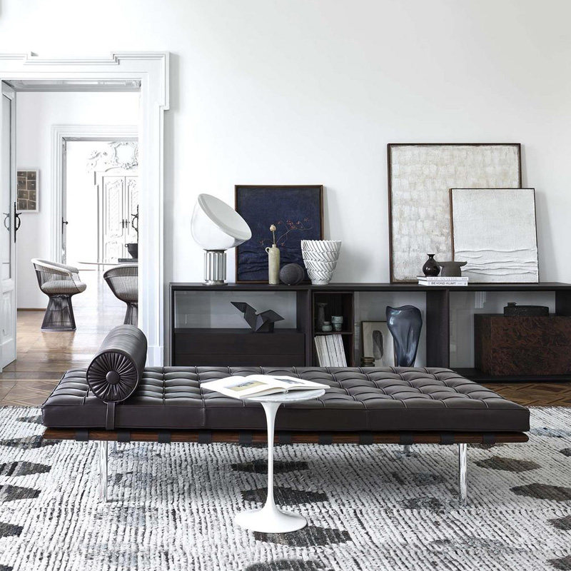 moreduo巴塞罗那真皮沙发客厅长凳坐凳现代braclonadaybed沙发床