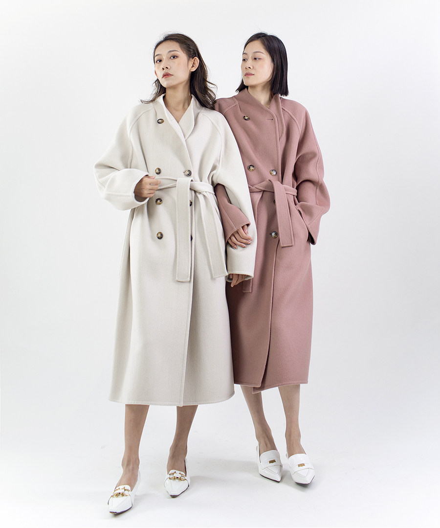 farewell白茶色茶色双面羊绒2022秋冬新款fw2201毛呢外套