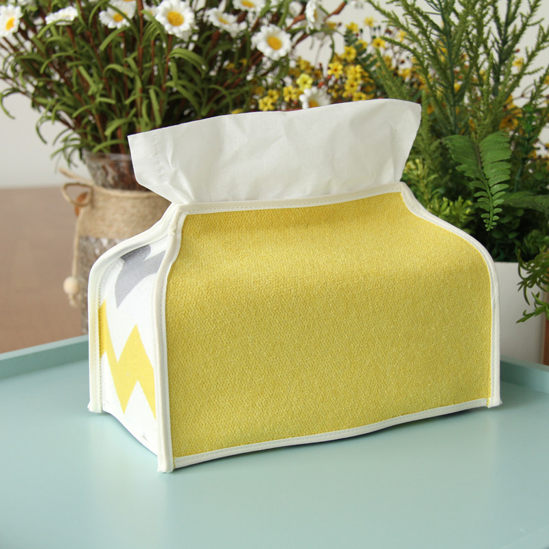 纸巾原创黄色现代简约波普条纹纸盒车载收纳纸巾盒
