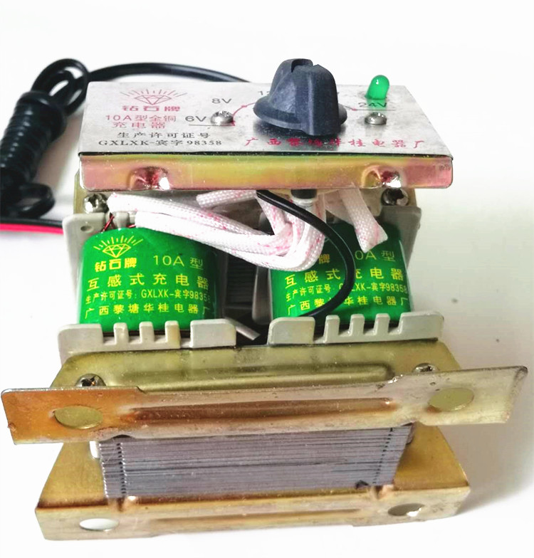 电瓶钻石纯铜铜线10a12v8v16v充电器可调调节变压器直流电瓶充电器
