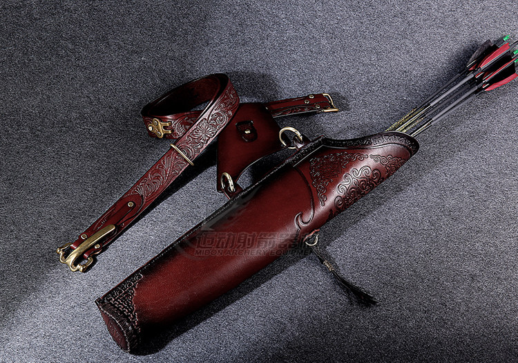美猎传统弓箭囊箭袋箭筒箭壶手工复古真皮牛皮飞镖