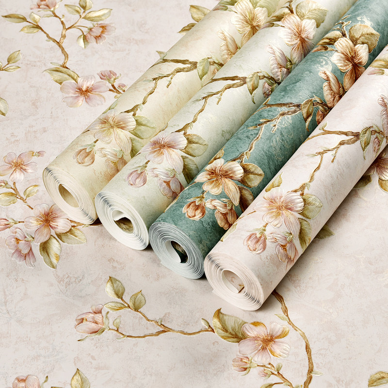 复古美式自粘壁纸无纺布欧式田园卧室温馨自贴纸翻新客厅背景墙纸