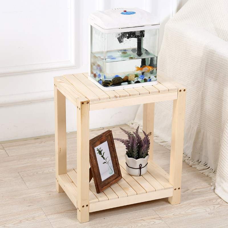 鱼缸底柜水族箱柜子桌子底座无漆实木木质多层桌面缸