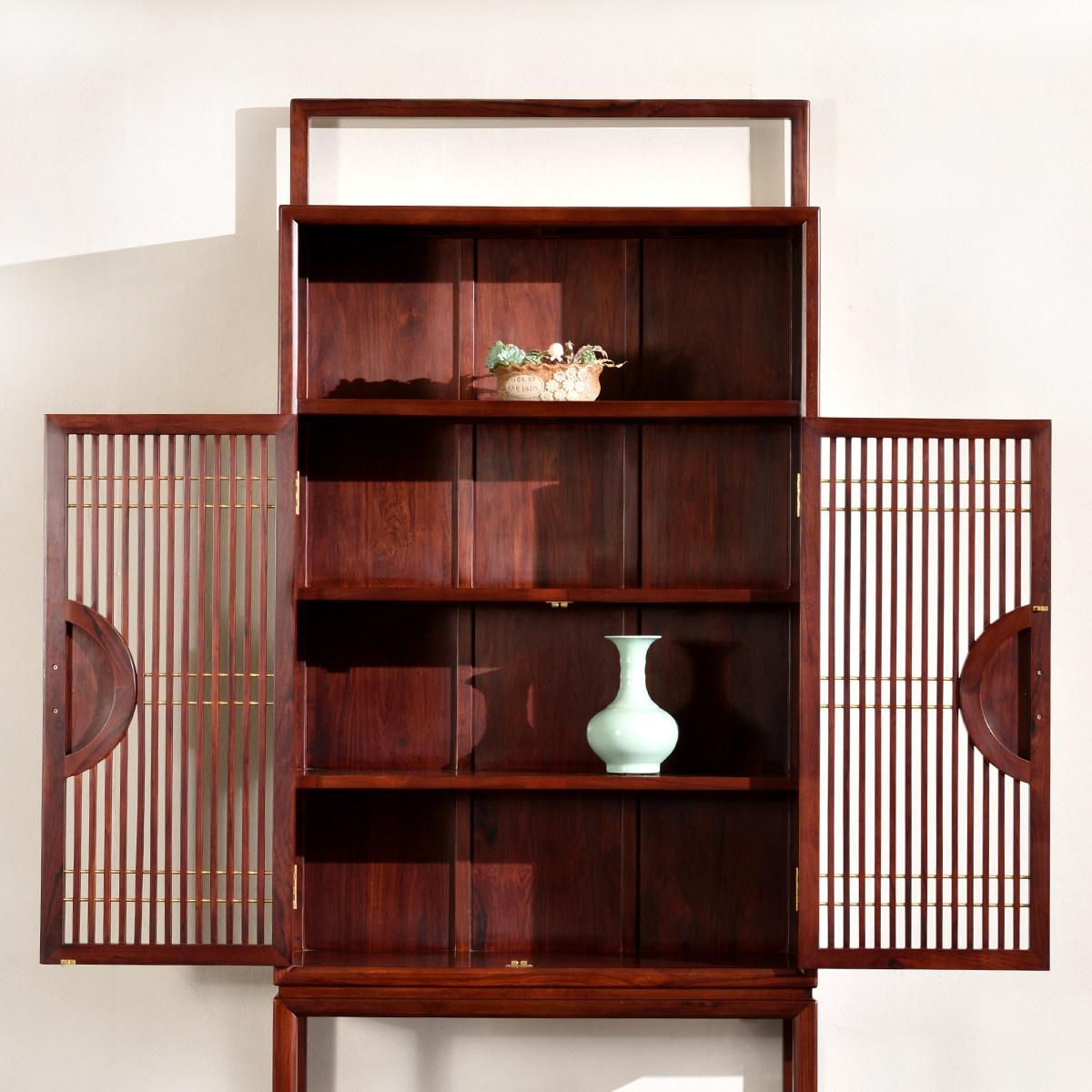 攀峰缅甸红酸枝书柜奥式黄檀书架储物柜红木古董组合书柜
