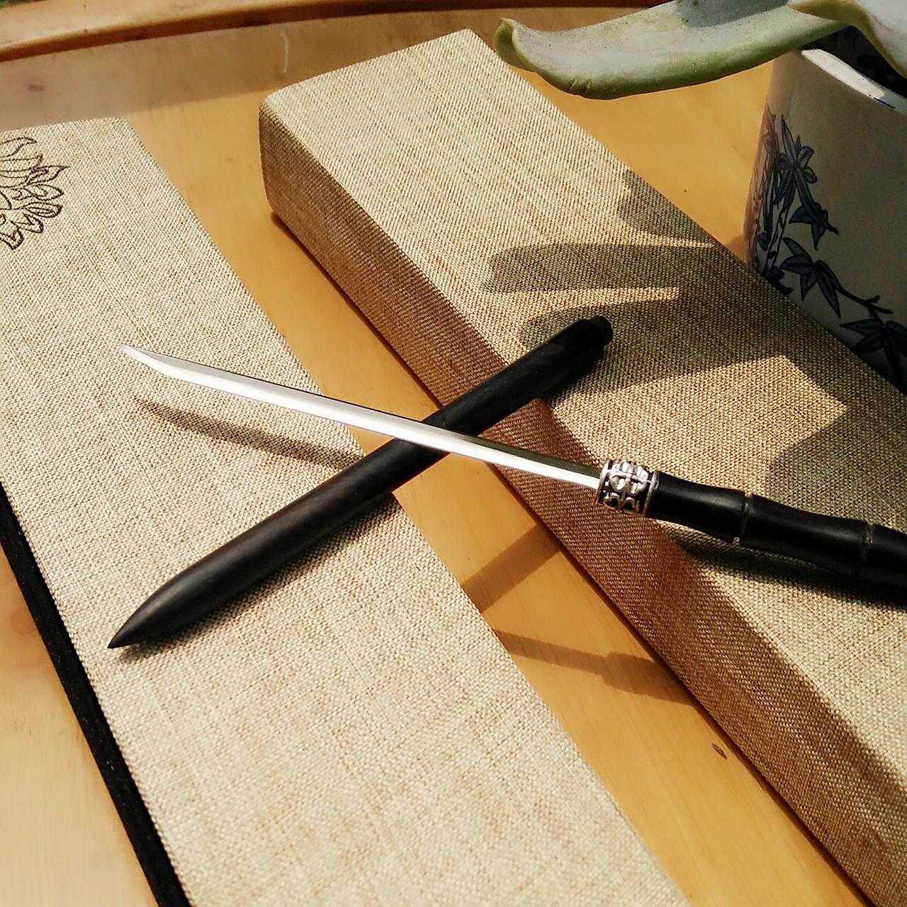 发簪檀木簪中刀盘发发饰品竹节防身礼品定制三灯发饰