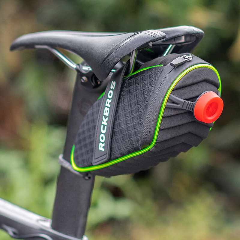 洛克兄弟发光自行自行车车尾包带灯车包山地折叠自行车包